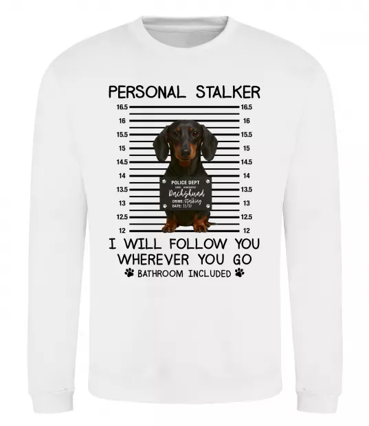 Світшот Такса Personal Stalker Білий фото