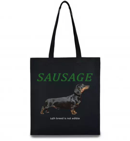 Эко-сумка Такса sausage Черный фото
