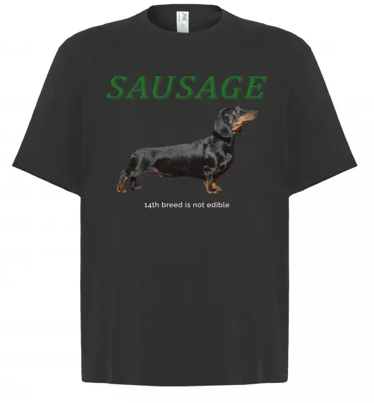 Футболка Оверсайз Такса sausage Черный фото