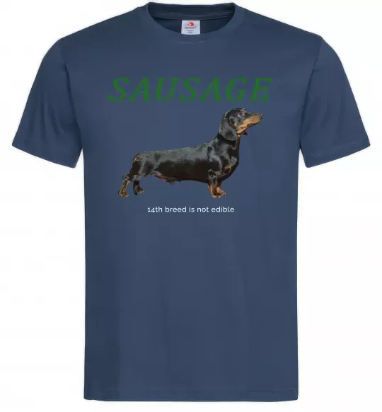 Мужская футболка Такса sausage Темно-синий фото