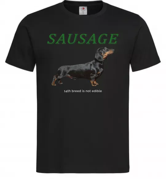 Мужская футболка Такса sausage Черный фото
