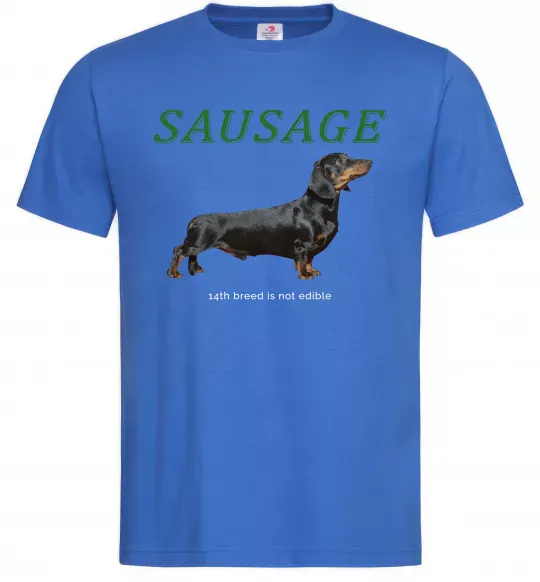 Мужская футболка Такса sausage Ярко-синий фото