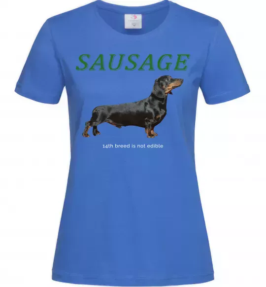 Жіноча футболка Такса sausage Яскраво-синій фото