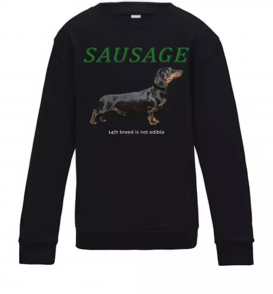 Дитячий світшот Такса sausage Чорний фото