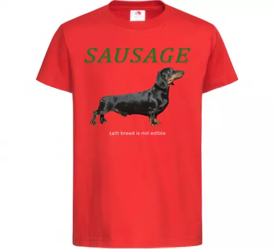 Детская футболка Такса sausage Красный фото