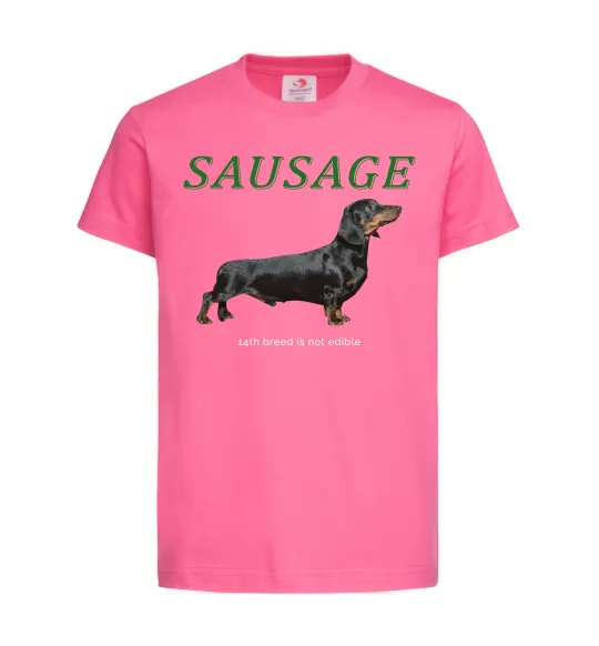 Детская футболка Такса sausage Ярко-розовый фото