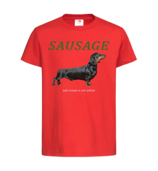 Детская футболка Такса sausage Красный фото