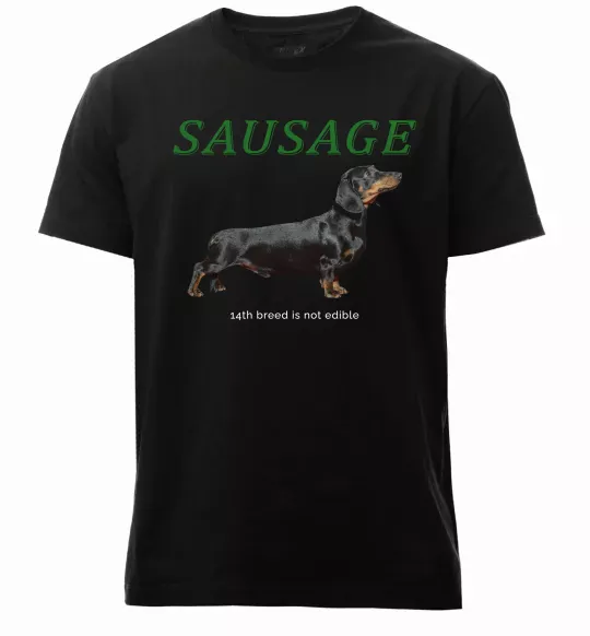 Мужская премиум футболка Такса sausage Черный фото