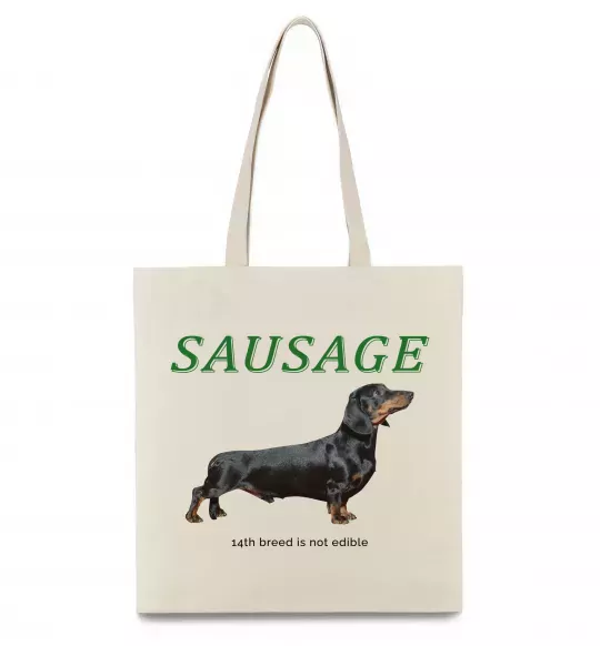 Эко-сумка Такса sausage Бежевый фото