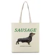Эко-сумка Такса sausage Бежевый фото