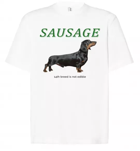 Футболка Оверсайз Такса sausage Белый фото