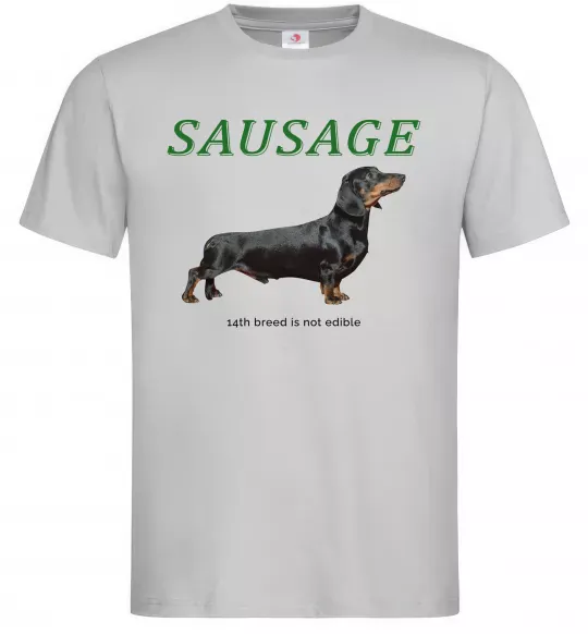 Мужская футболка Такса sausage Серый фото