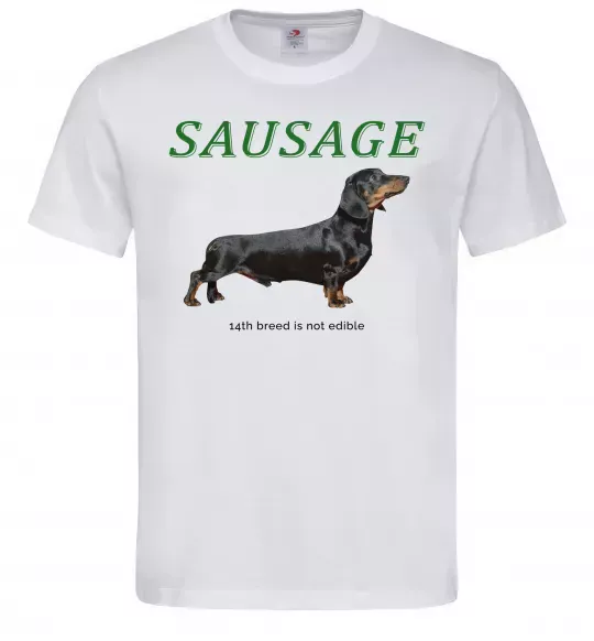 Мужская футболка Такса sausage Белый фото