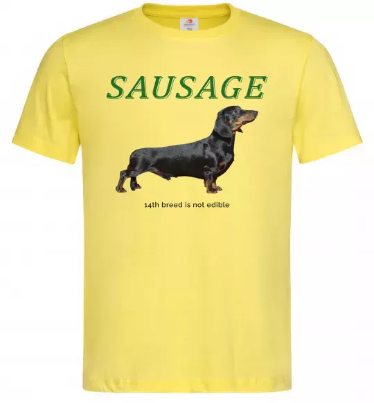 Мужская футболка Такса sausage Лимонный фото