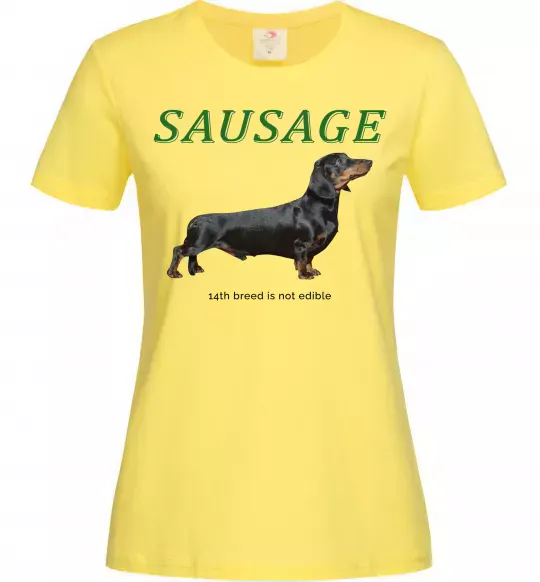 Жіноча футболка Такса sausage Лимонний фото
