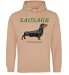 Чоловіча толстовка (худі) Такса sausage Пісочний фото