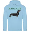 Мужская толстовка (худи) Такса sausage Голубой фото