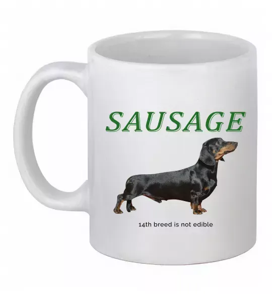 Чашка керамическая Такса sausage Белый фото