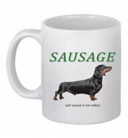 Чашка керамическая Такса sausage Белый фото