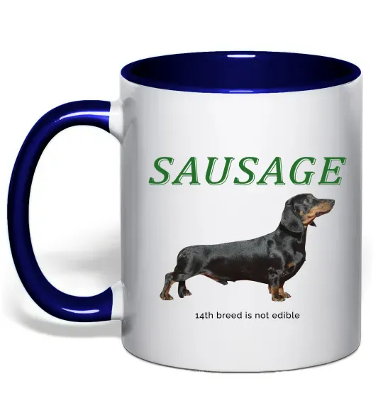 Чашка с цветной ручкой Такса sausage Глубокий темно-синий фото