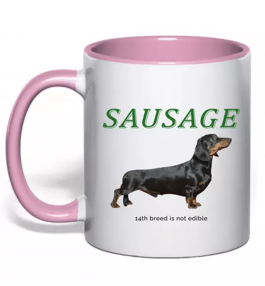 Чашка с цветной ручкой Такса sausage Нежно розовый фото