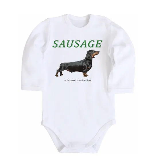 Дитячий бодік Такса sausage Білий фото