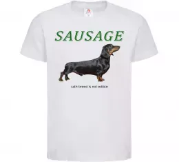 Дитяча футболка Такса sausage Білий фото