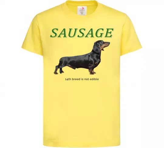 Детская футболка Такса sausage Лимонный фото