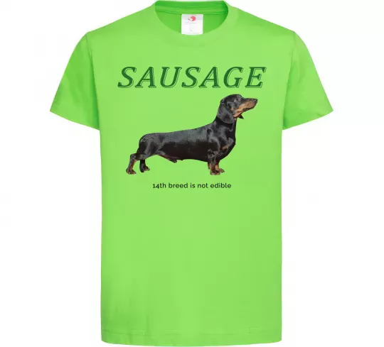 Детская футболка Такса sausage Лаймовый фото
