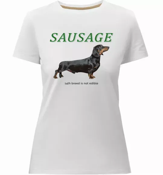 Жіноча преміум футболка Такса sausage Білий фото