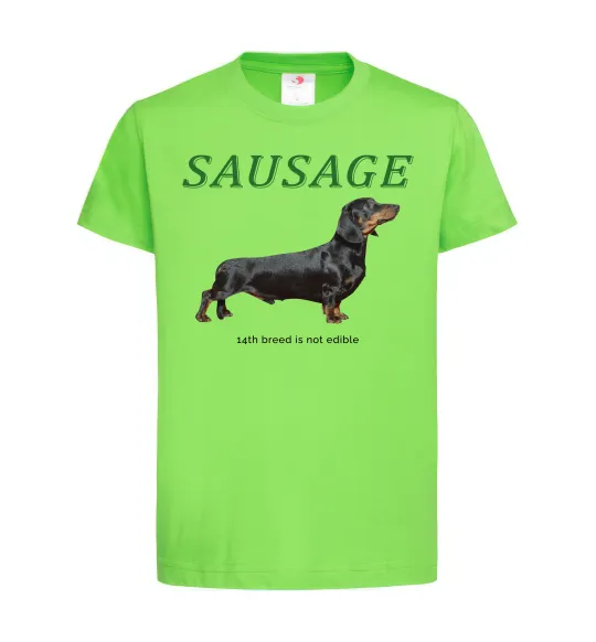 Детская футболка Такса sausage Лаймовый фото