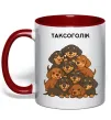 Чашка з кольоровою ручкою Таксоголік Червоний фото