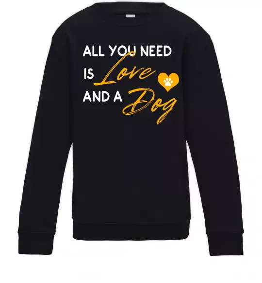 Детский Свитшот All you need is love and dog Черный фото