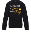 Детский Свитшот All you need is love and dog Черный фото