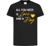 Дитяча футболка All you need is love and dog Чорний фото