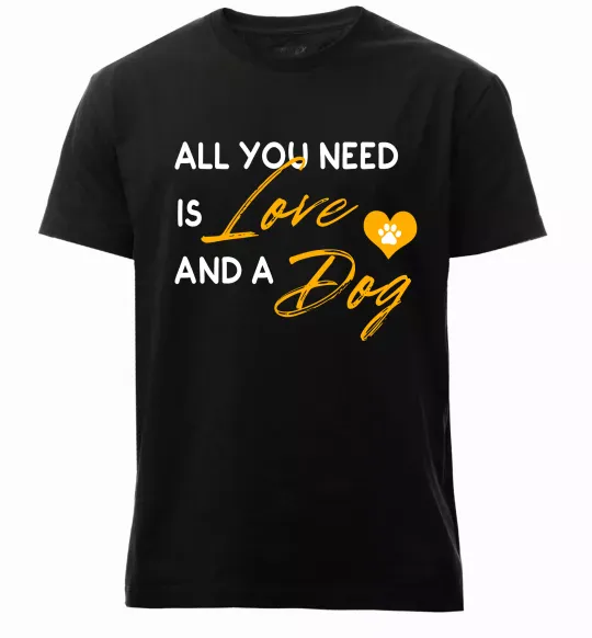 Чоловіча преміум футболка All you need is love and dog Чорний фото