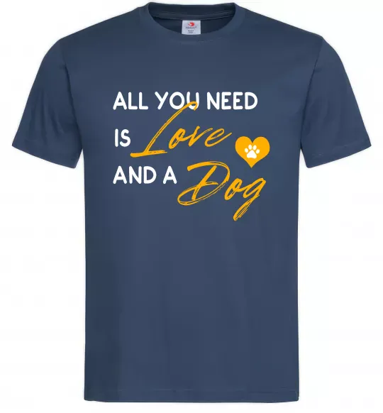 Чоловіча футболка All you need is love and dog Темно-синій фото