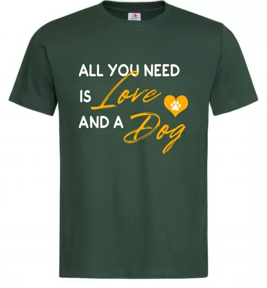 Чоловіча футболка All you need is love and dog Темно-зелений фото