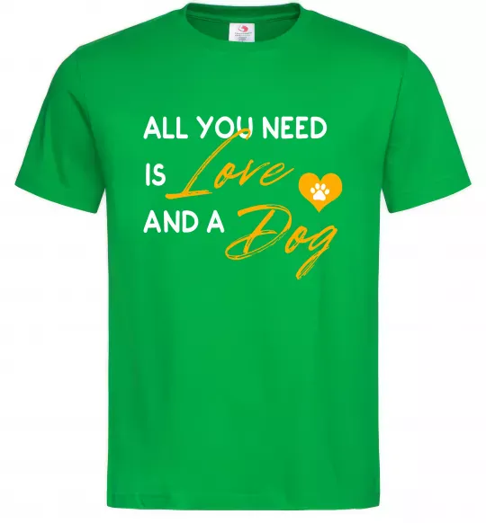 Чоловіча футболка All you need is love and dog Зелений фото