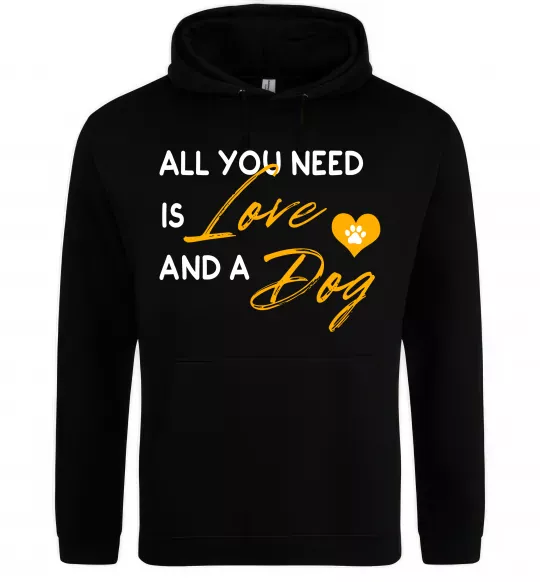 Чоловіча толстовка (худі) All you need is love and dog Чорний фото