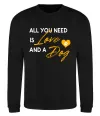 Свитшот All you need is love and dog Черный фото
