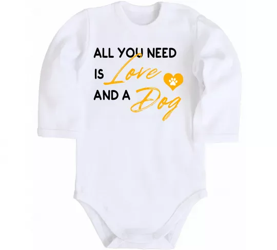 Детский боди All you need is love and dog Белый фото
