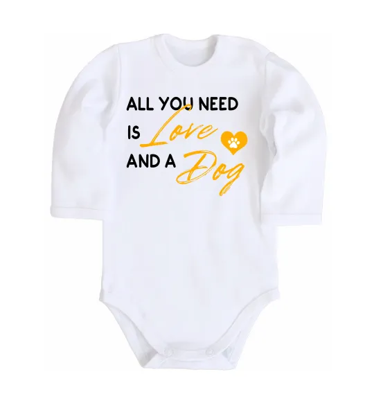 Дитячий бодік All you need is love and dog Білий фото