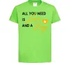 Дитяча футболка All you need is love and dog Лаймовий фото