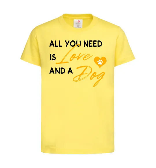 Детская футболка All you need is love and dog Лимонный фото