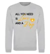 Свитшот All you need is love and dog Серый меланж фото
