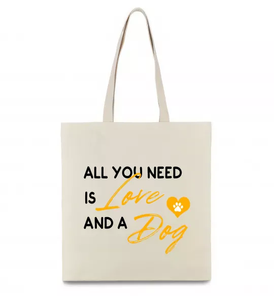 Эко-сумка All you need is love and dog Бежевый фото