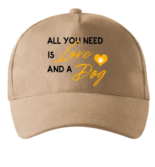 Кепка All you need is love and dog Песочный фото