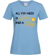 Жіноча футболка All you need is love and dog Блакитний фото