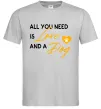Чоловіча футболка All you need is love and dog Сірий фото